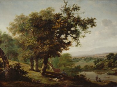 Paesaggio con tre querce da Dutch School